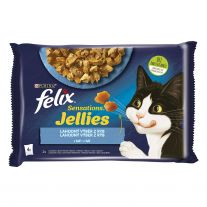 Felix Sensations Jellies kapsičky pre mačky losos, treska v želé 4x85 g