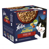 FELIX Sensations Jellies Cat Multipack hovädzie s rajčinami/ kura s mrkvou/ kačica/ jahňacie v och. Želé (24x85 g)