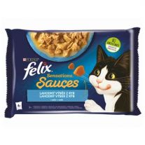 Felix Sensations Sauces kapsičky pre mačky treska, sardinky v omáčke 4x85 g
