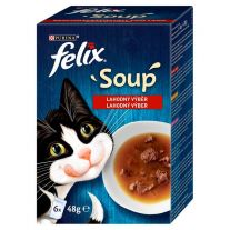 Felix Soup polievky pre mačky hovädzie, kura, jahňacie 6x48 g