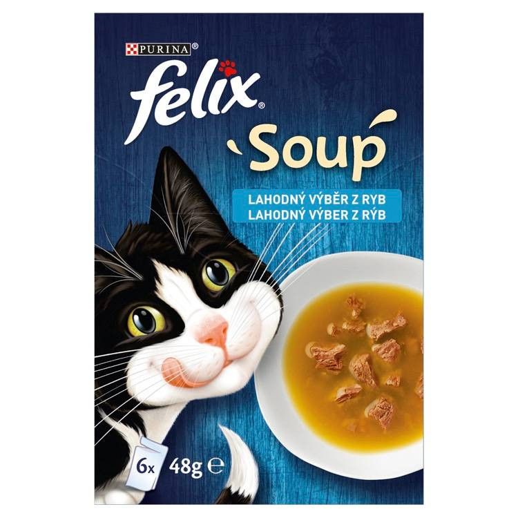 Felix Soup polievky pre mačky treska, tuniak, platýs 6x48 g