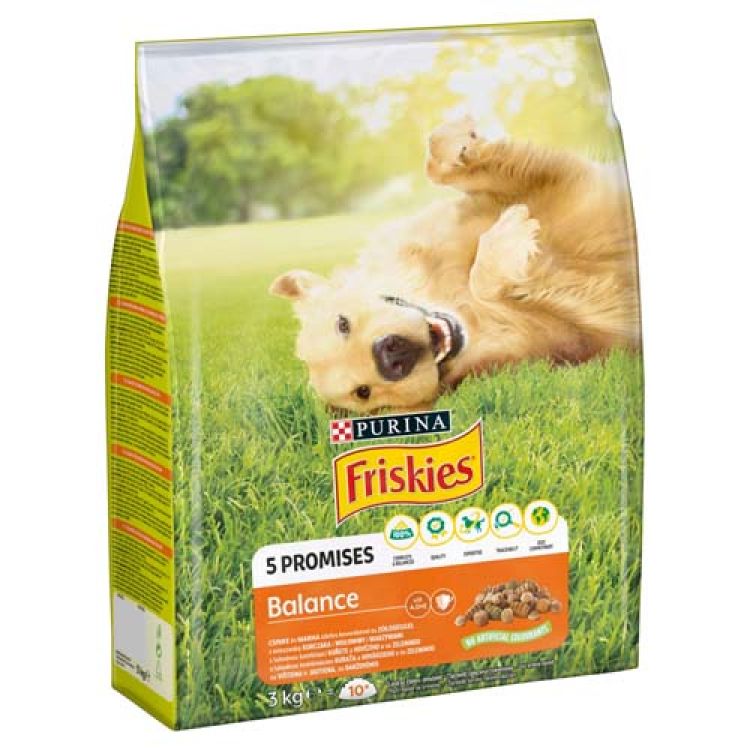 Friskies Balance granule pre psov kura, hovädzie, zelenina 3 kg