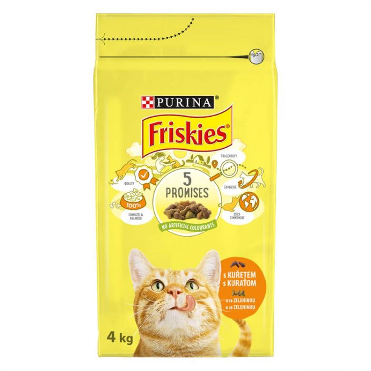 Friskies granule pre mačky kura, zelenina 4 kg