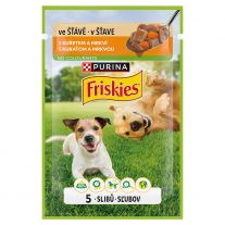 FRISKIES Dog ADULT s kuraťom a mrkvou v šťave 85 g