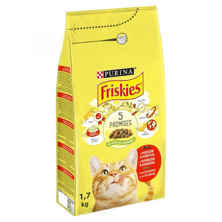 Friskies granule pre mačky hovädzie, kura 1,7 kg