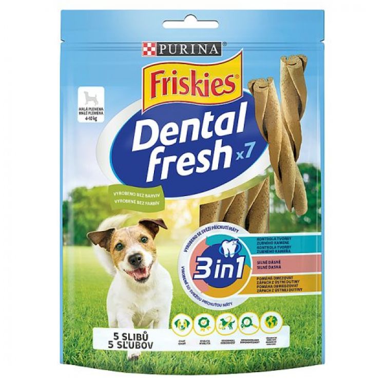 Friskies Dental Fresh maškrty pre psov 3v1 110 g