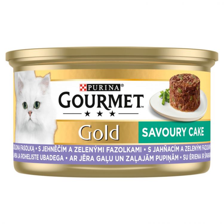 GOURMET GOLD Cat Savoury Cake s jahňacím a fazuľkami 85 g