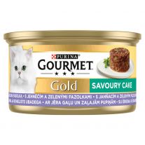 GOURMET GOLD Cat Savoury Cake s jahňacím a fazuľkami 85 g