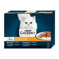 Gourmet Perle kapsičky pre mačky morka, kačica, jahňacie, tuniak v šťave 12×85 g