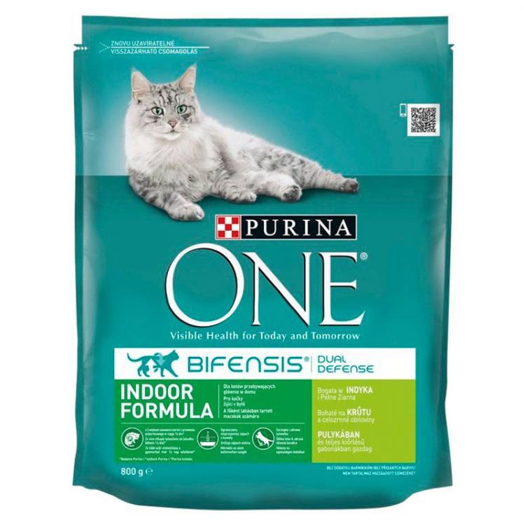Purina ONE Bifensis Indoor granule pre mačky morka, obilniny 800 g
