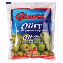 GIANA  Zelené olivy plnené paprikou 195g