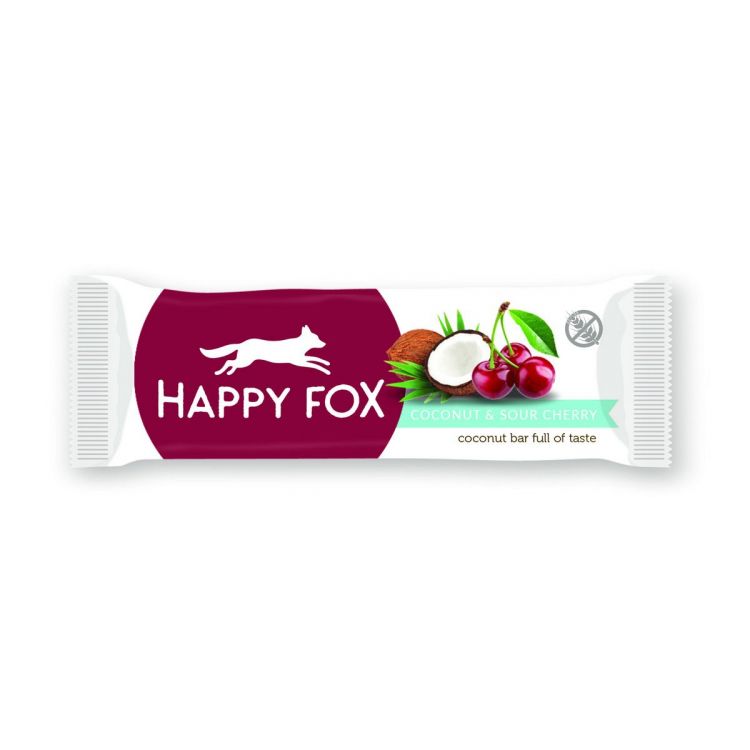 HAPPY FOX – Kokosová tyčinka s višňami 40g