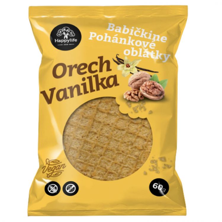 HAPPYLIFE Babičkine pohánkové oblátky orech-vanilka 60g