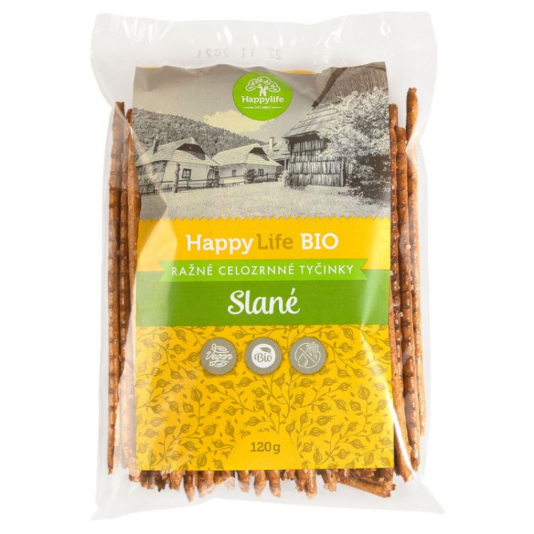 HAPPYLIFE Tyčinky ražné celozrnné- slané BIO 120g