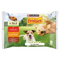 Friskies Adult kapsičky pre psov hovädzie, kura, jahňacie v želé 4x85 g