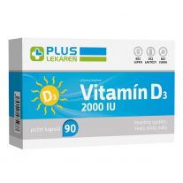 Plus Lekáreň Vitamín D3 2000 IU, výživový doplnok, 90 kapsúl