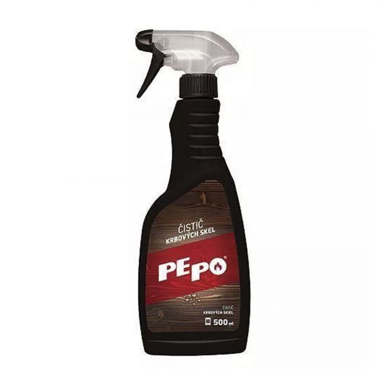 PE-PO čistič krbových skiel je vysokoúčinný prostriedok na odmasťovanie a čistenie krbov a krbových skiel 500 ml