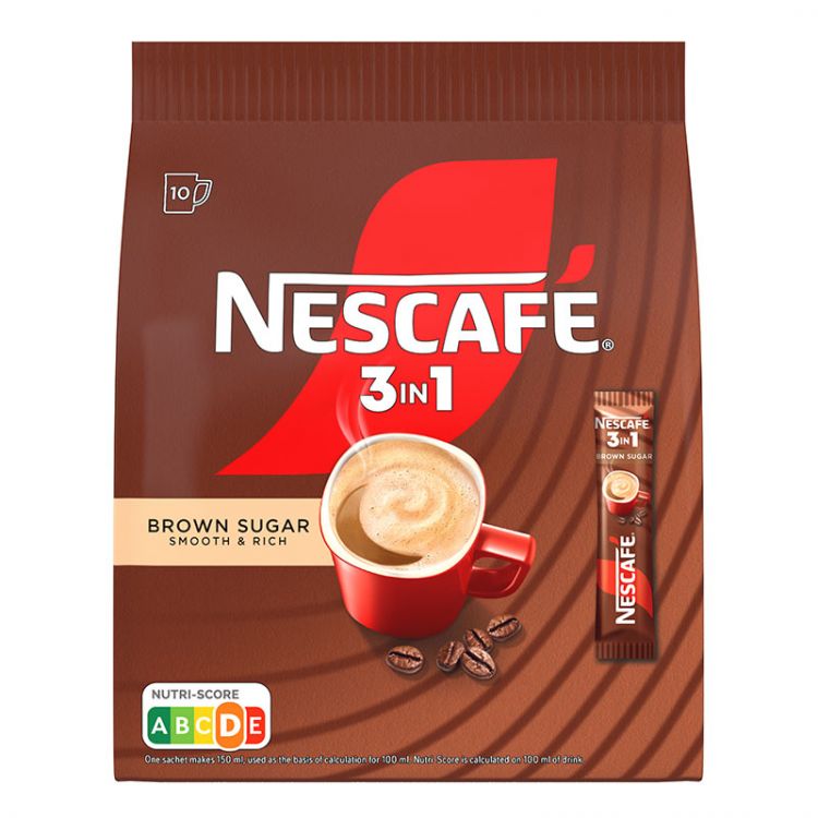 NESCAFÉ 3in1 Brown Sugar, instantná káva, 10 vrecúšok x 16,5 g (165 g)