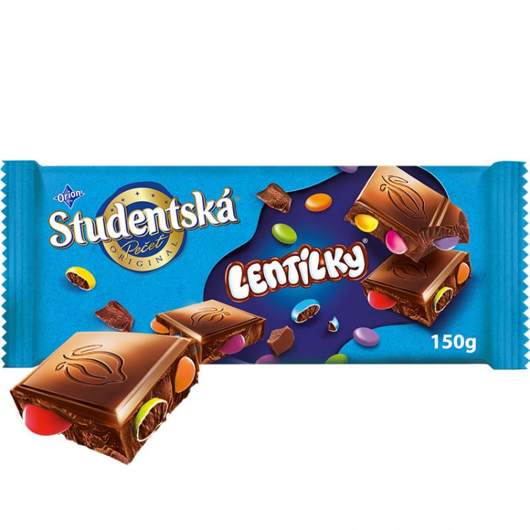 ORION Študentká pečať mliečna čokoláda a lentilky s arašidmi a želé 90 g
