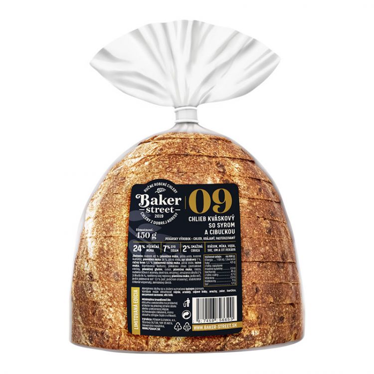 Baker Street Chlieb kváskový so syrom a cibuľkou 450g