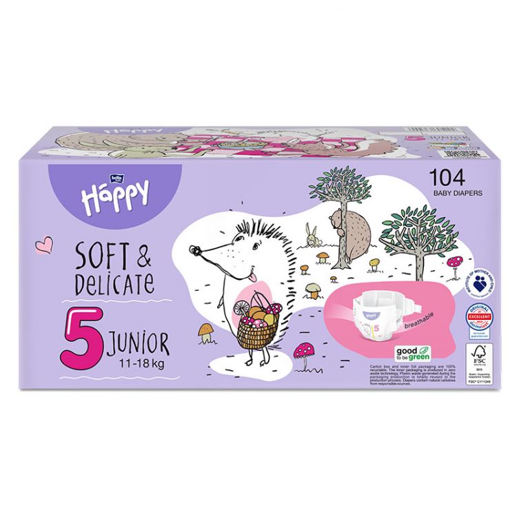 HAPPY detské plienky Pack Junior, 2x 52 ks /104 ks/