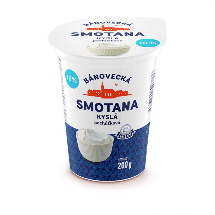 MILSY Bánovecká Smotana kyslá 16 %, 200 g