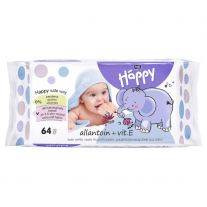 Happy vlhčené utierky vitamín E + alantoín 64 ks 