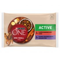 Purina ONE Mini Dog Active kapsičky pre psov hovädzie, kačica v šťave 4x85 g