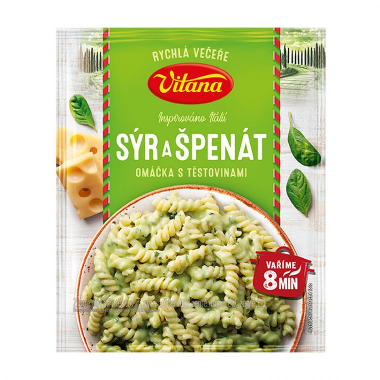 Vitana Syr a špenát omáčka s cestovinami 154g