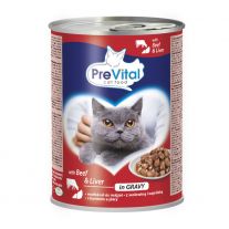 PreVital Konzerva pre mačky s hovädzím a pečeňou 415g