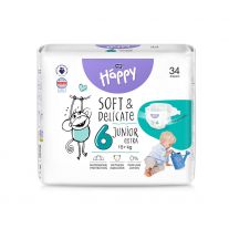 HAPPY Soft and Delicate detské plienky Junior Extra 34 ks