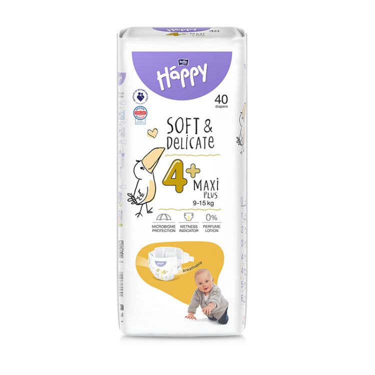 HAPPY Soft and Delicate detské plienky Maxi Plus 40 ks