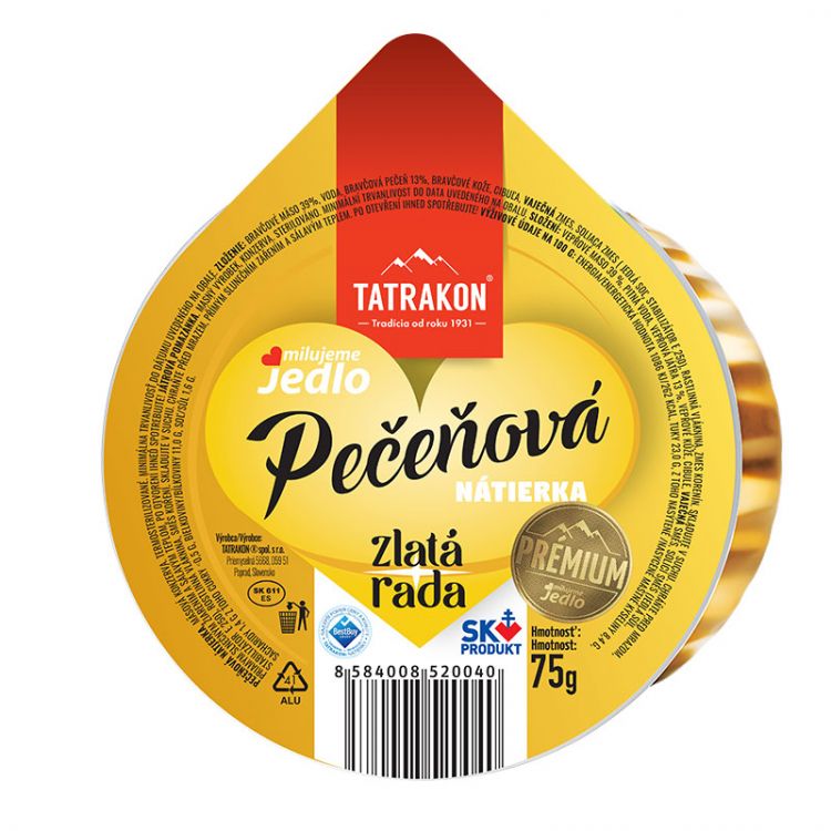 TATRAKON Pečeňová nátierka zlatá rada 75g