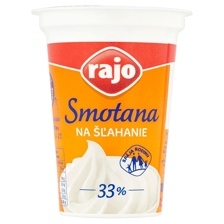 Rajo Smotana na šľahanie 33 % 180 ml