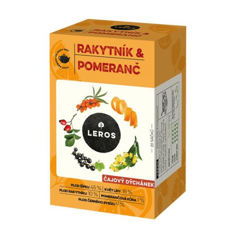 LEROS Čajová chvíľka, RAKYTNÍK & POMARANČ 20x2 g