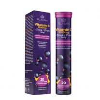 PLATAN Vitamín C + Zinok šumivé tablety s príchuťou čiernzch ríbezlí 80g