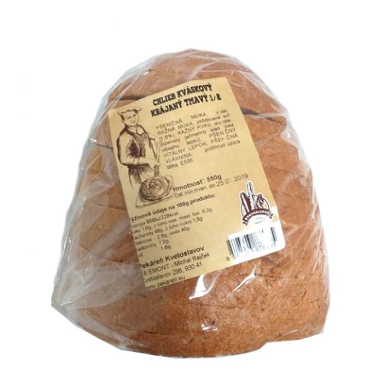 Pekáreň Kvetoslavov Chlieb kváskový krájaný tmavý 1/2 500 g