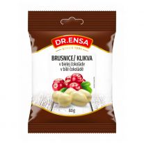 DR.ENSA Brusnice v bielej čokoláde 80g