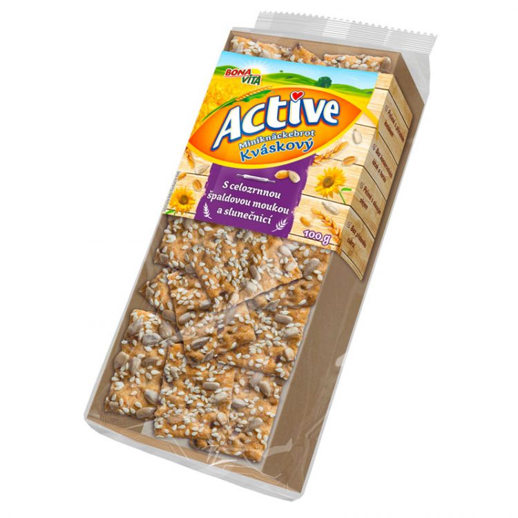 Bonavita Active Miniknäckebrot kváskový špaldová múka a slnečnica 100 g
