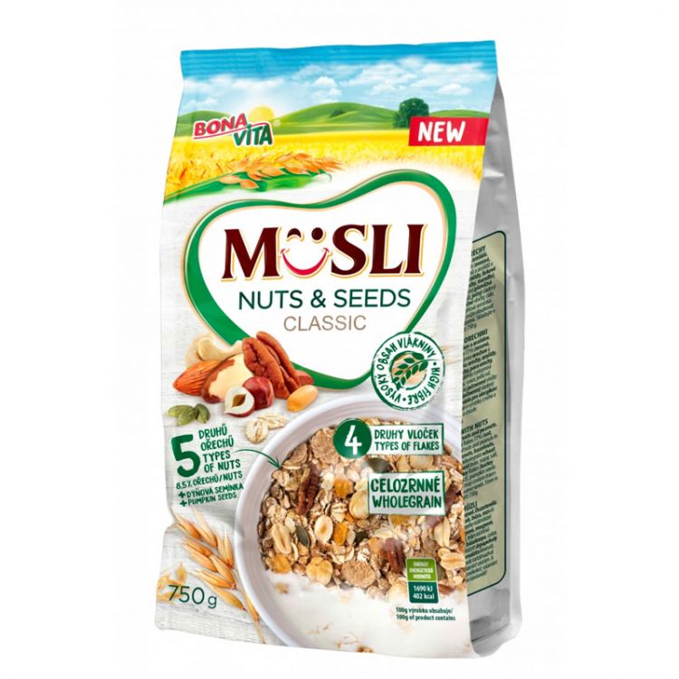 Bonavita Sypané musli orechy a semienka 750g