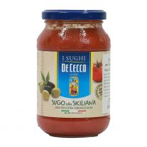 DE CECCO Sugo alla Siliciana, paradajková omáčka s olivami, pasterizované, 400 g 
