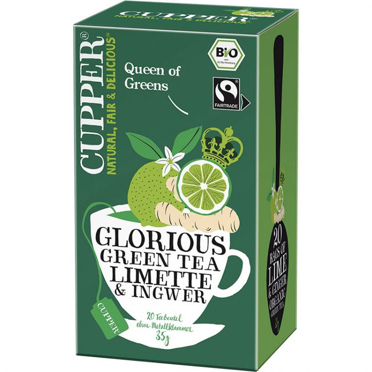 CUPPER BIO zelený čaj Limetka a Zázvor 20x 1,75 g