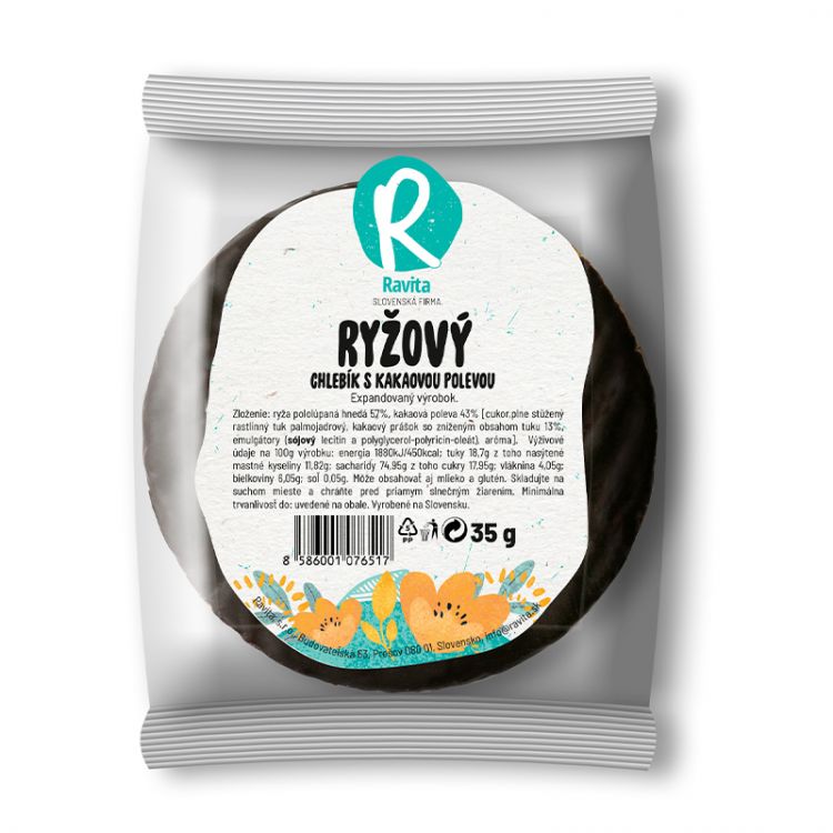 Ravita chlebík ryžový kakaovej poleve 35g