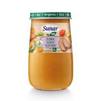 Sunar BIO príkrm zelenina, fazuľky, teľacie mäso, olivový olej 6m+ 190g