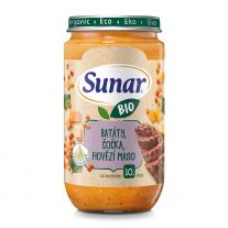Sunar BIO príkrm zelenina, červená šošovica, kuracie mäso, olivový olej 6m+ 190g