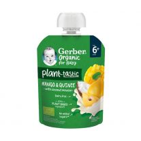 GERBER Organic ovocná kapsička mango a dula s kokosovým mliekom 80 g