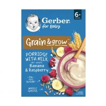 GERBER Mliečna kaša pšenično-ovsená banán a malina 200 g