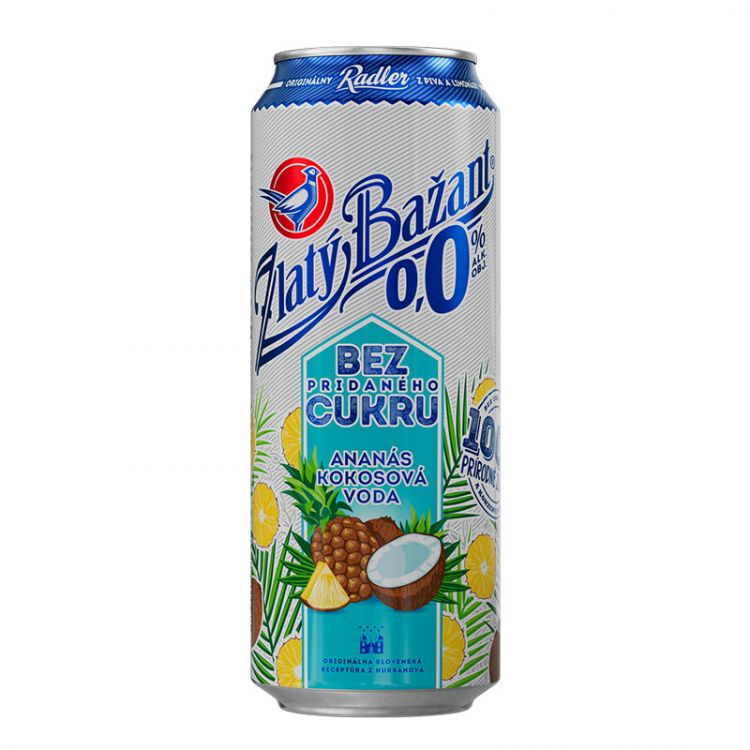 Zlatý Bažant Radler 0,0% Ananás & Kokosová voda Bez pridaného cukru 500 ml