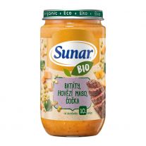 Sunar BIO príkrm batáty, červená šošovica, hovädzie mäso 10m+ 235g