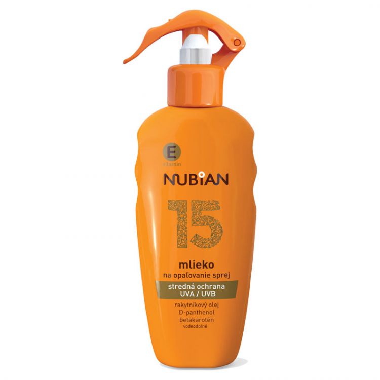 Nubian mlieko na opaľovanie SPF 15 v spreji 200 ml